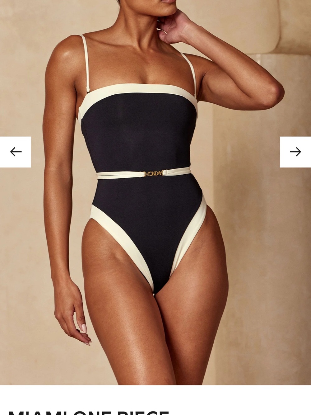 Monday Swimwear MIAMI ONE PIECE - BLACK/IVORY NWT